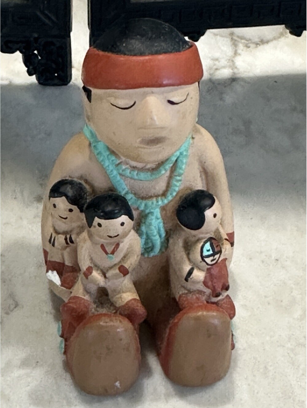 Cleo Teissedre Storyteller Figurine 3 Children Hand Painted 1986 Tucson Signed